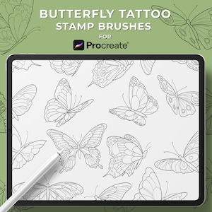 Schmetterling Tattoo Stempel für Procreate | Fineline Tattoo Pinsel | Kommerzielle Nutzung