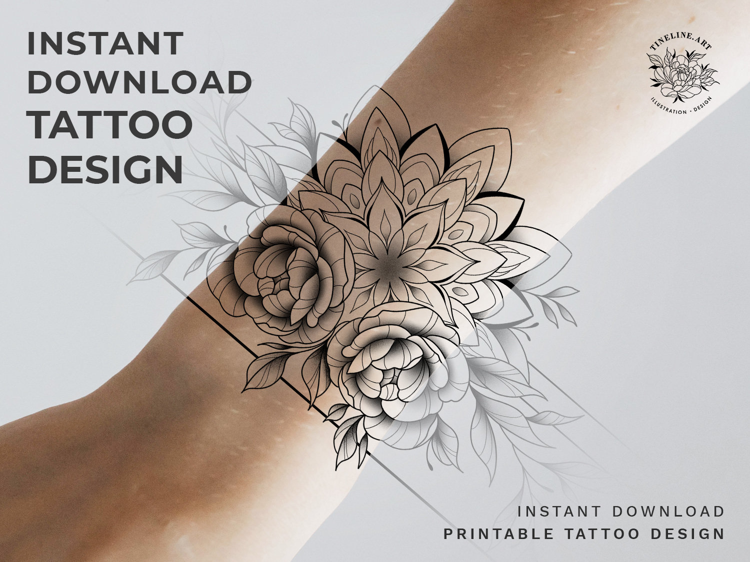 Floral Mandala Feminine Tattoo Etsy