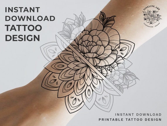 Colorful half mandala tattoo - Tattoogrid.net