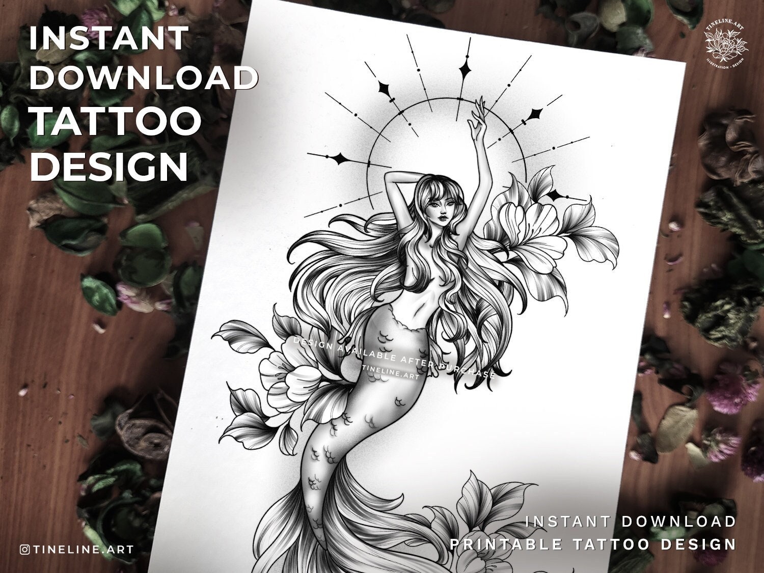 Mermaid tattoo - Etsy België, image size:1500x1125