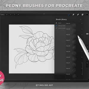 100 Peony Tattoo Stamps for Procreate | Flowers Leaves Tattoo Brushes ...