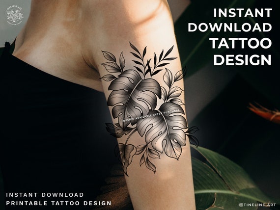 Instant Download Tattoo Design Cosmos Flowers and Leaves Tattoo Printable Stencil  Template - Etsy Israel