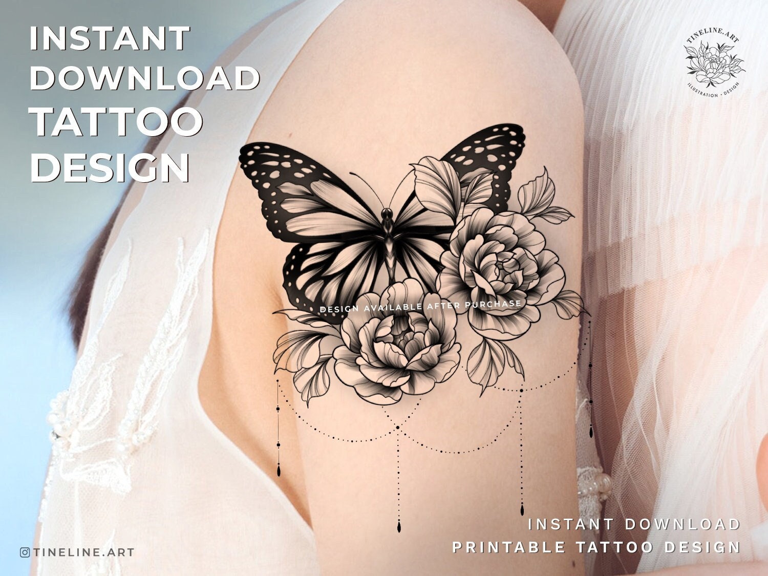 Butterfly With Peonies and Jewelery Ornamentals Fineline/feminine ...