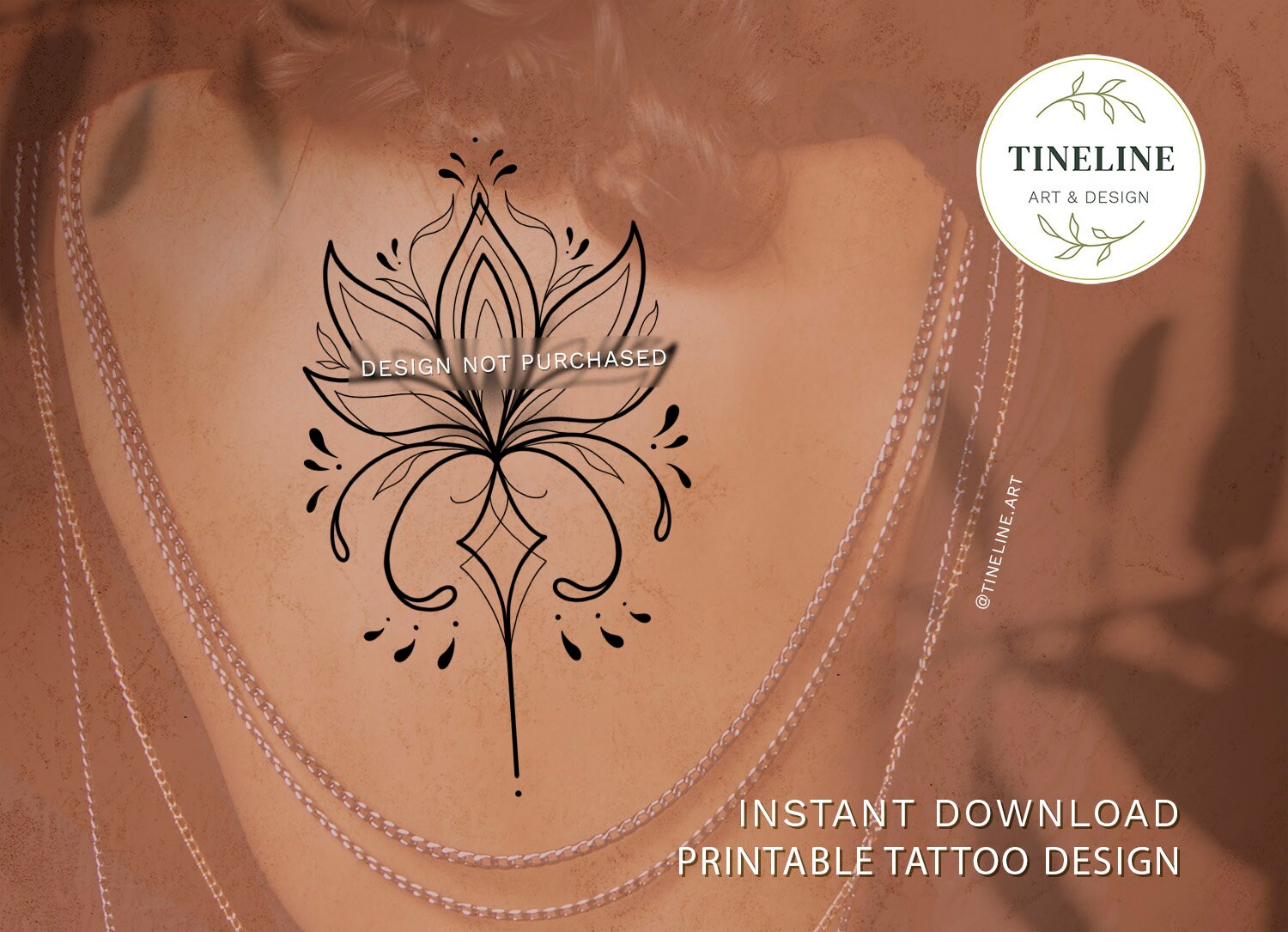 Ornamental Lotus II Printable Feminine Tattoo Design Instant Download ...