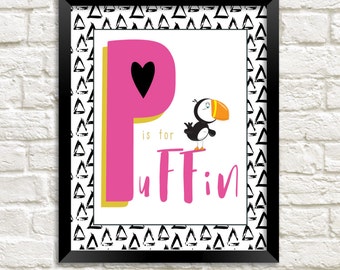 Papageientaucher Kinderzimmer Druck: Kinderzimmer Tier Poster (Digitaler Download)