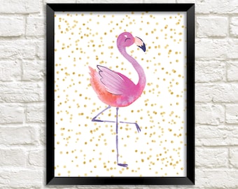 Flamingo Nursery Wall Art: Watercolor Print (Digital Download)