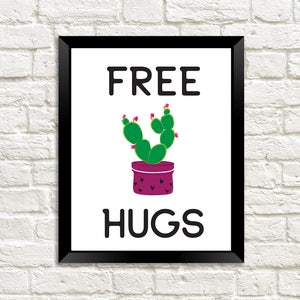 Gratis Umarmungen Kaktus Poster, Kaktus-Plakat, Print, kostenlose Umarmungen Cactus Cactus, Free Hugs Kaktus bedruckbar, Wandkunst Kaktus, Kaktus-Digital Druck