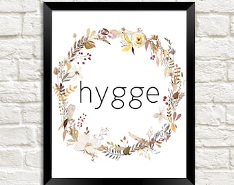 Hygge Floral Wreath Print: Cozy Fall Decor (Digital Download)