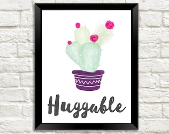 Watercolor Cactus Print: Huggable Nursery Wall Art (Digital Download)