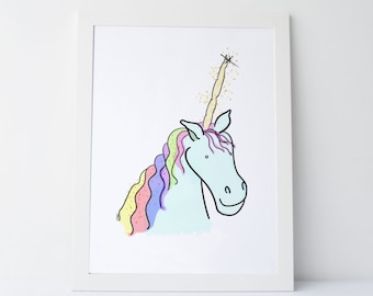 Watercolor Unicorn Print: Nursery Wall Art (Digital Download)