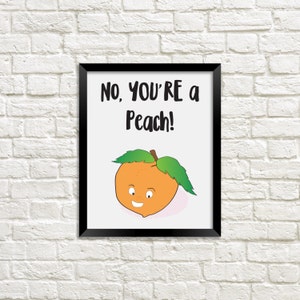 Peach illustration, Peach Wall Print, Nursery Wall Art, Printable Art, Kitchen Wall Art, Instant Download, Fruit Printable, Digital Art