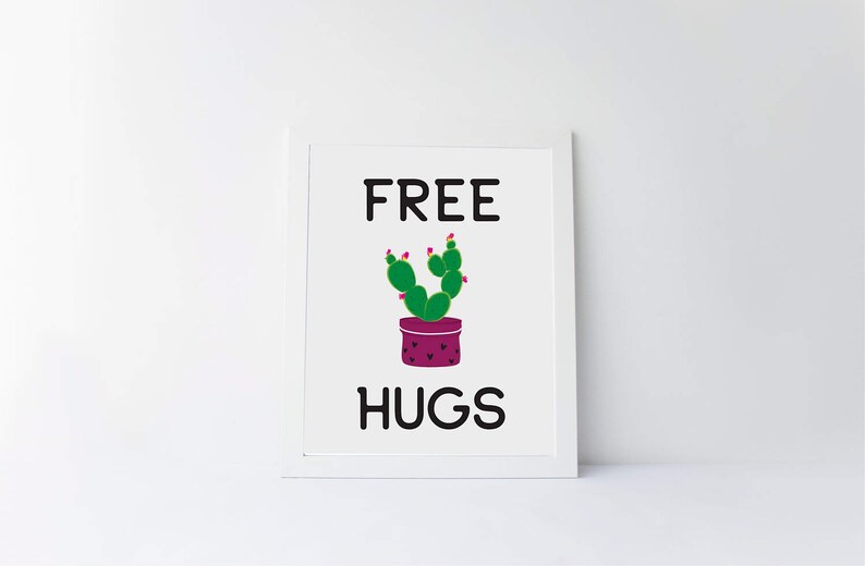 Free Hugs Cactus Poster, Cactus Poster, Cactus Print, Free Hugs Cactus ...