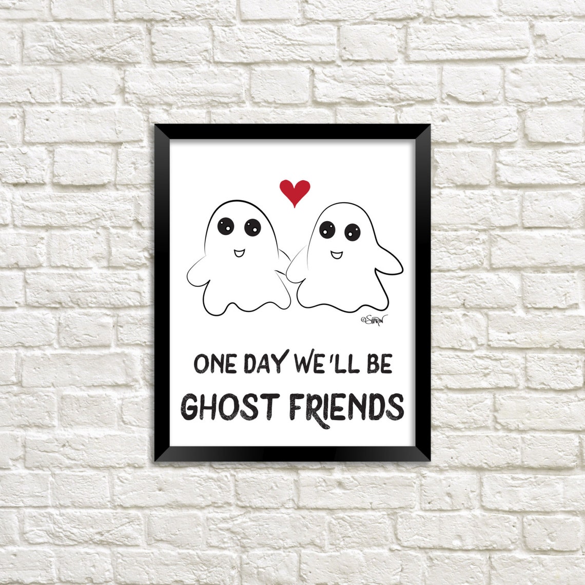 Friends Forever Print, Best Friend Printable, Ghost Illustration, Ghost