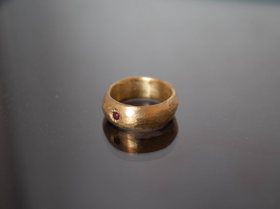 bronze ring / ancient shape / hammered ring / ruby root ring / hand made / original shape