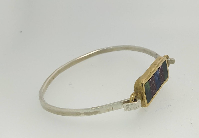 Silver 925 Bracelet bronzeAntique Marble Lapislazzuli Antique Redserpentineancient braceletHand made Jewelryantique Jewelry