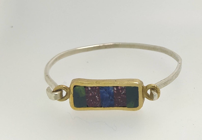 Silver 925 Bracelet bronzeAntique Marble Lapislazzuli Antique Redserpentineancient braceletHand made Jewelryantique Jewelry