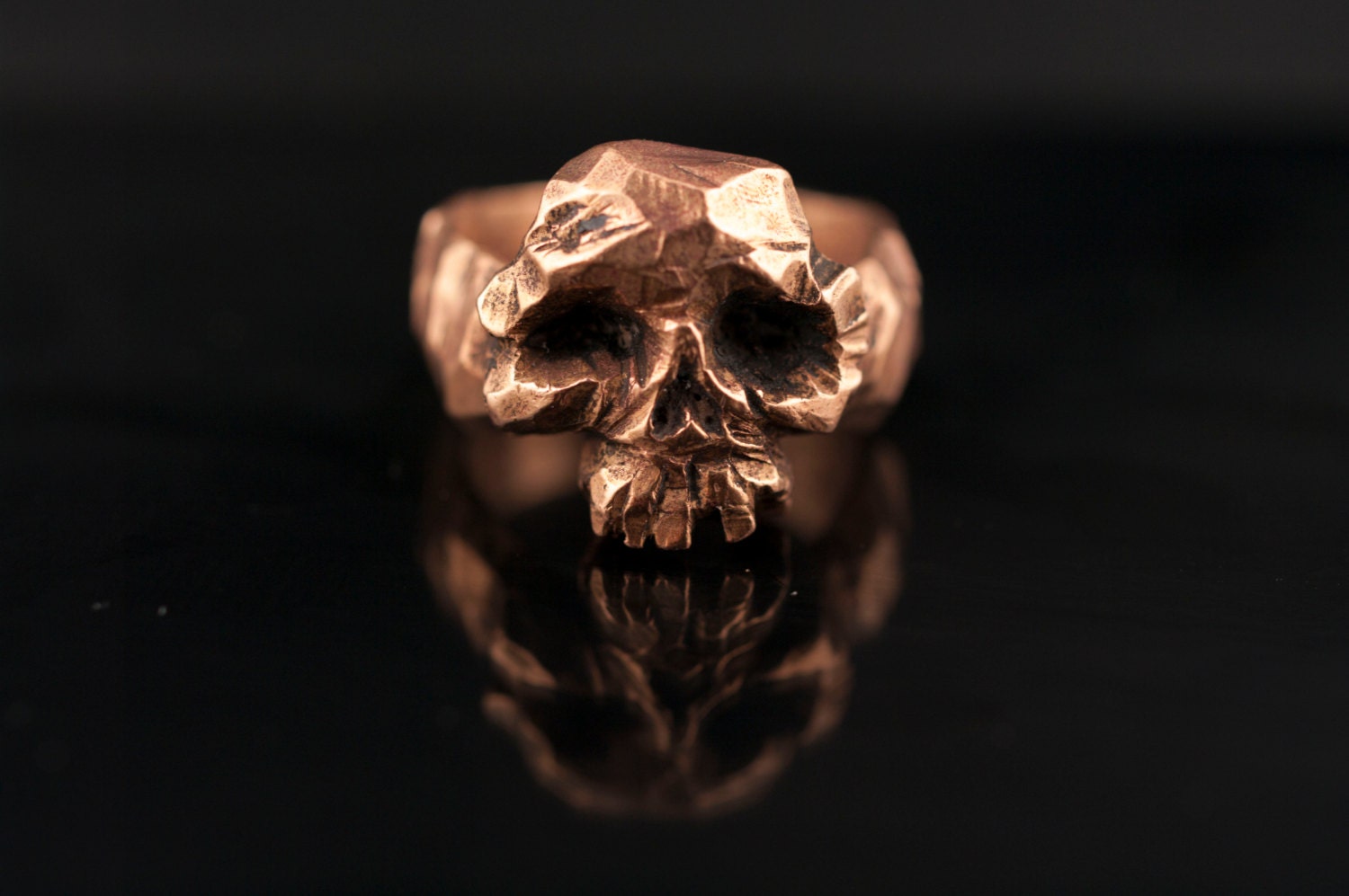 bronze skull ring stone shape biker ring pirates ring man ring hand made free shipping