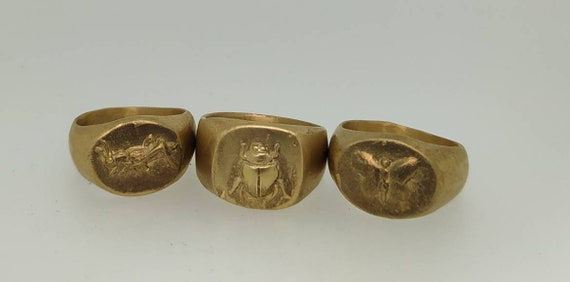 Ancient ring/Signet ring/greek and Roman ring/last wax tecnique/Hand made jewelry/Jewelry history/beetle /cricket /Butterfly