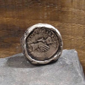 Silver ring // coin ring// Roman's coin// hand made// accessories // man ring