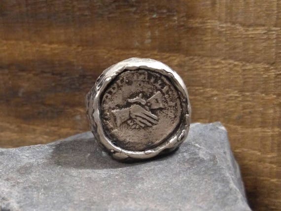 Silver ring // coin ring// Roman's coin// hand made// accessories // man ring