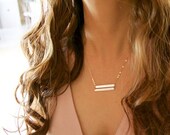 Double Bar Necklace Personalzied Name Plate Two Nameplate Engraved custom Jewelry 14K Gold Filled, Rose Gold, Sterling Silver, Everyday