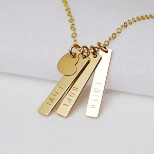 Multiple Personalized Bar Necklace//Gold Vertical Bar Necklace//Initial Bar//Engraved Bar Necklace//Kids Name//Gift for Mom//Dainty Bar