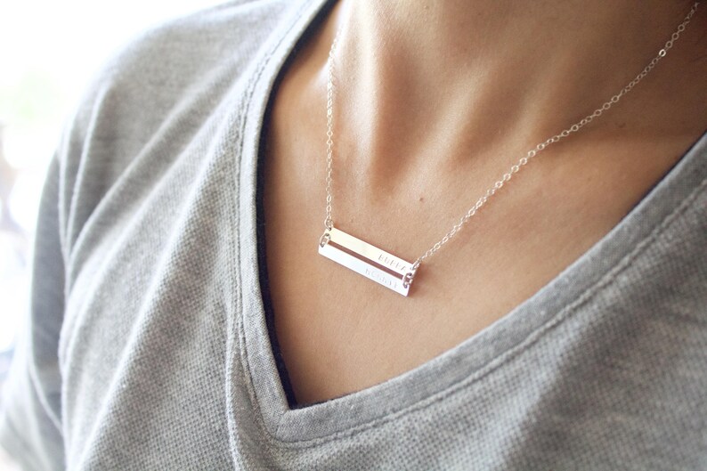 Silver Double Bar NecklaceSilver bar NecklaceTwo Nameplate NecklacePersonalized Bar NecklaceEngraved Bar NecklaceGold Rose Gold