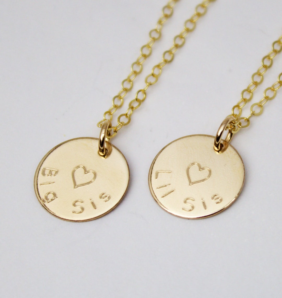 Big and Lil Sisters Necklace//personalized Disc - Etsy