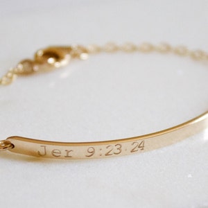 14K Gold Bible Verse Bar Bracelet: Personalized Christian Jewelry