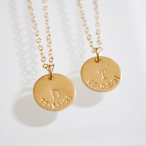 Personalized Initial & Date Disc Necklace//