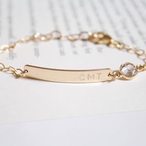 Gold Personalized Bracelet//Initial Bar Bracelet//Birthstone Bar Bracelet//Nameplate Bracelet//Hand Stamped//Engraved Bar//Sterling Silver