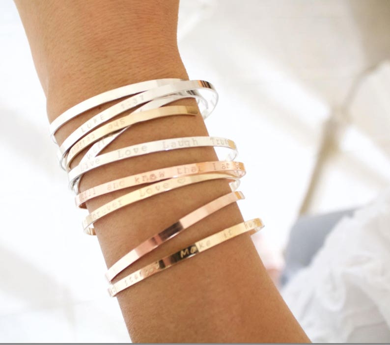 Personalized Cuff Bracelet//gold Cuff Bracelet//inspirational Etsy