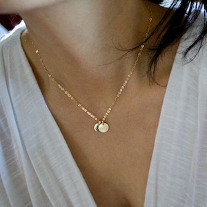 Personalized Initial Disc Necklace: 14K Gold Filled, Rose Gold, or Sterling Silver