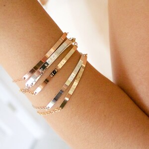 Personalized Bar Bracelet, Gold Name plate Bracelet, Roman Numerals, Gold Skinny Bar Bracelet, Engraving  Hand Stamped, Rose Gold, Silver