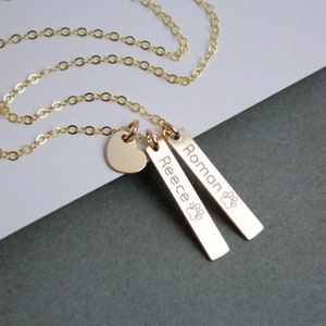Personalized Vertical Bar Necklace: Engraved Nameplate, Sterling Silver