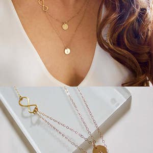 Layered Infinity and Initials Necklace//engraved Two Initials Necklae ...