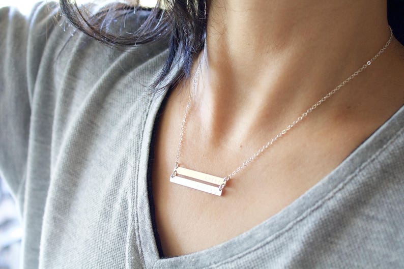 Silver Double Bar NecklaceSilver bar NecklaceTwo Nameplate NecklacePersonalized Bar NecklaceEngraved Bar NecklaceGold Rose Gold