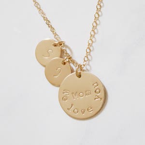 Gold Disc Name Necklace//Family Necklace//Personalized Disc Necklace//Mothers Necklace//Custom Mother Necklace//Mother Jewelry/Engraved Disc