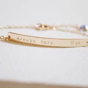 Gold Bar Bracelet//Hand Stamped Personalized Bracelet//Nameplate Bracelet// custom Bracelet//Birthstone//Rose Gold, Sterling Silver/Engraved