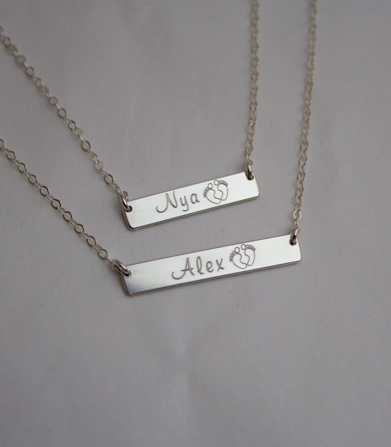 Silver Double Bar Necklace//silver Bar Necklace//two Nameplate Etsy