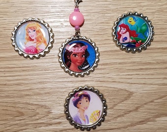10 Pieces - Pink Zipper Pulls - Moana, Ariel, Sleeping Beauty, Mulan