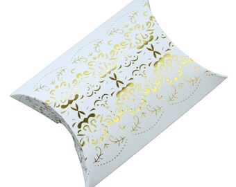 10 Stück Gold Lace Muster Pillow Box, Geschenktüten, Schmuckverpackung