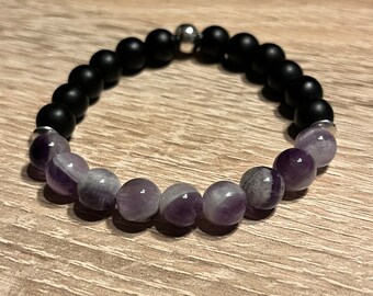POHAKU Amethyst Purple & black frosted stone bracelet