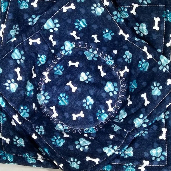 Puppy PAWS & BONES on Blue  Microwave Bowl Cozy - **2 Sizes Available