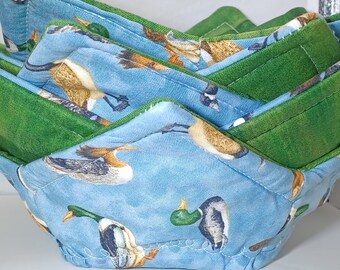 Microwave Bowl Cozy, Soup Bowl Cozy, Soup Bowl Hot Pads, Soup Bowl Holder   ~ DUCKS Mallard **2 Sizes