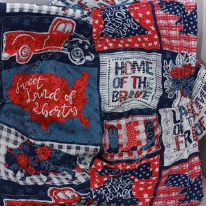 Microwave Bowl Cozy, Soup Bowl Cozy, Soup Bowl Hot Pads Soup Bowl Holder   ~ Freedom Blocks - Red White Blue - AMERICAN FLAG