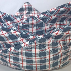 Microwave Bowl Cozy, Soup Bowl Cozy, Red & Black, White PLAID ~  **2 Sizes Available**