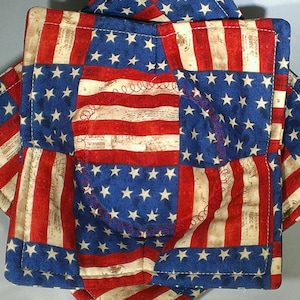 Microwave Bowl Cozy, Soup Bowl Cozy, Soup Bowl Hot Pads Soup Bowl Holder   ~ AMERICAN FLAG