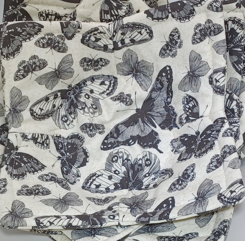 Microwave Bowl Cozy, Soup Bowl Cozy, Hot Pads, Soup Bowl Holder ~ Antique Butterfly Cream/Black **2 Sizes