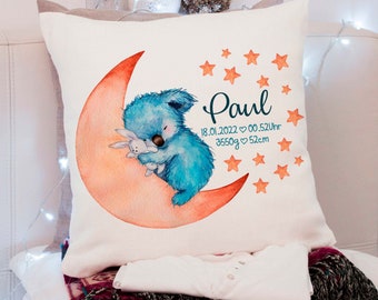 Personalized Koala Pillow with Name – Birth Pillow for Baby, Girls and Boys